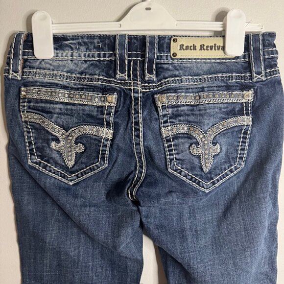 Rock Revival Women's Simona Bootcut Jeans Rhinestone Embroirdered Size 30 - Picture 6 of 7
